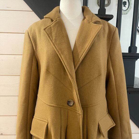 Free People Victoria Coat Wool Blend Camel Trench NWOT Oversized Size Small - Picture 14 of 14